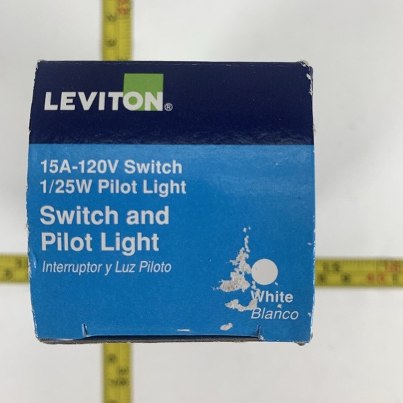 Leviton 5226-W SIDE WIRE SINGLE POLE COMBO SWITCH & Pilot Light 15A 120VAC - Picture 5 of 15